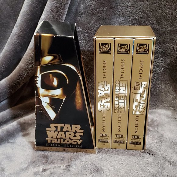 Star Wars Trilogy Special Gold Edition THX 3 VHS Gold Box Set 1997 Lucasfilm - Picture 1 of 10